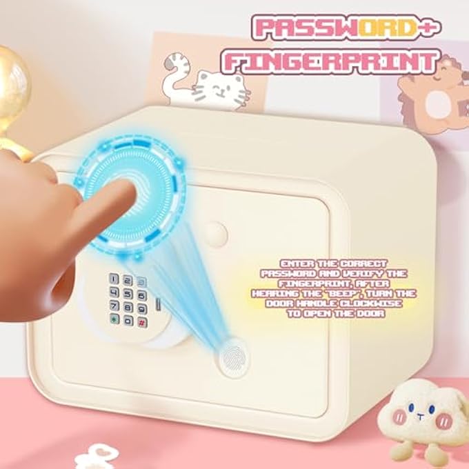 rayihni KIDS PIGGY BANK,ELECTRONIC ATM PASSWORD PROTECTED PIGGY BANK W/KEY & SIMULATED FINGERPRINT UNLOCKING SAFE CASH COIN SAVINGS BOX MUSICAL TOY FOR BOYS GIRLS HOLIDAY PARTY BIRTHDAY GIFT (WHITE) - Image 4